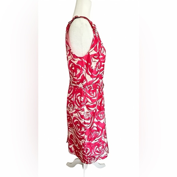 Kate Spade New York Minnie Rose Silk Dres 8 Belted Sleeveless Floral Pink White - Picture 7 of 15